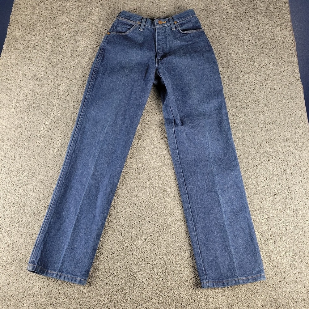Wrangler Jeans Womens 5 / 6 Blue Straight‎ Leg High Rise Dark Wash Denim Cowgirl